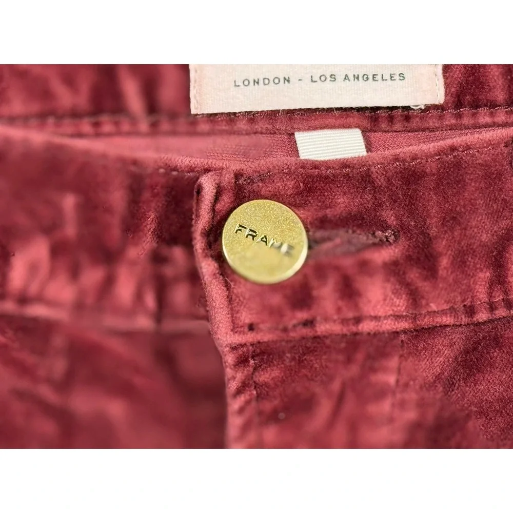 Frame Pants Womens 29 Red Le High Rise Skinny Velvet Pinot Ankle Mid‎ Rise Crop - Picture 6 of 15